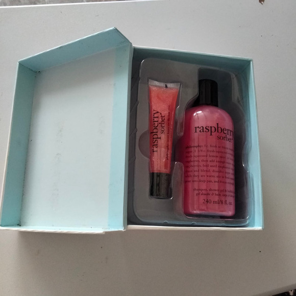 Philosophy Raspberry Sorbet Shampoo Gel Bubble Bath Lip Gloss Thank You Set